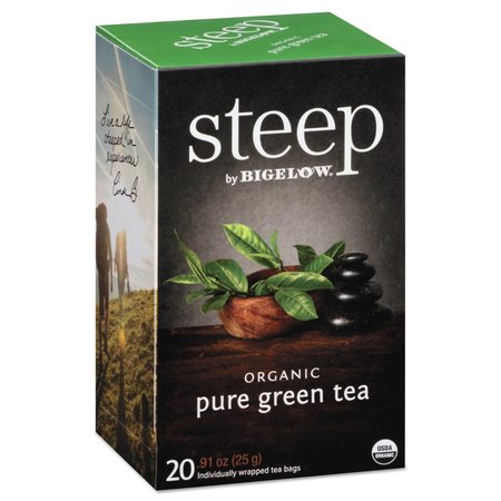 BIGELOW Steep Tea, Pure Green, 0.91 oz Tea Bag, PK20 RCB17703